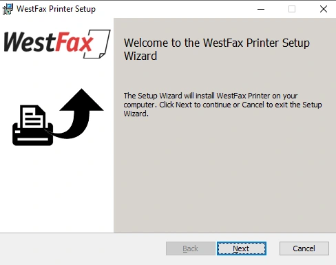 WestFax Print to Fax Driver installer running on Windows