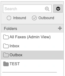 WestFax home portal Outbox showing previously sent faxes