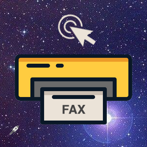 Fax Machine icon with mouse cursor clicking