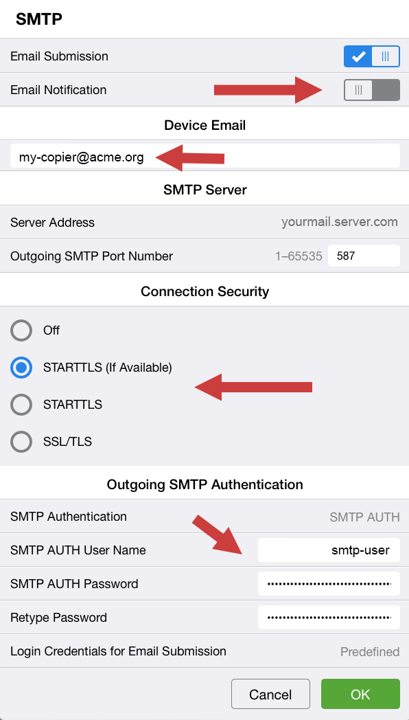 Setup Email to Fax settings - Xerox MFP Fax Settings Page Detail